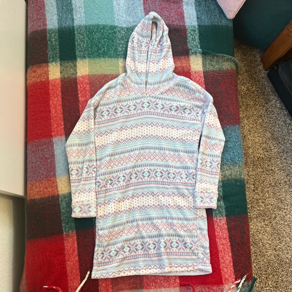 Nautica Pastel Fair Isle Hooded Pullover in Pink & Blue